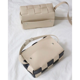 Braided Faux Leather Tissue Case    Checkerboard Pattern