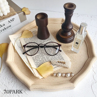 Octagonal Wooden Natural Small Item Accessory Tray