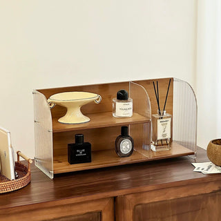 Bamboo Clear Two-Tier Storage Display Rack   Perfume Storage