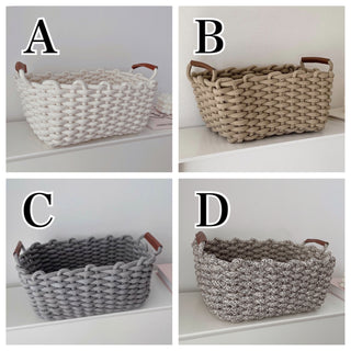 Rope braided basket with handles large storage basket.