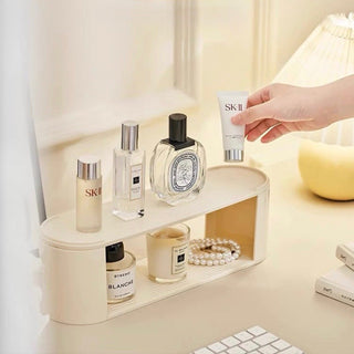 Three-tier perfume and cosmetic multi-display storage rack