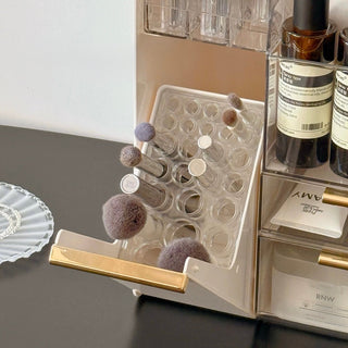 Extra Large Capacity Monotone Metallic Cosmetic Storage Box  All-in-One