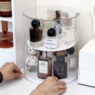 360 Degree Rotating Clear Perfume & Cosmetics Storage Two-Tier Display Rack