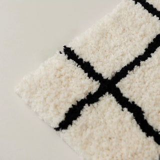 Monochrome Grid Door Mat Entrance Mat  50x80cm Absorbent Non-Slip Tufted