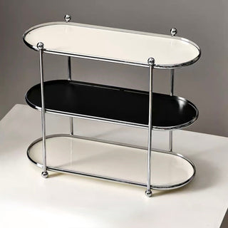 Silver Frame Oval Three-Tier Storage Rack