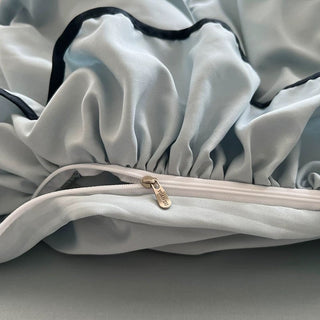 Cooling Black Piping Frill Plain Duvet Cover Set  Bed Cover Cooling Touch
