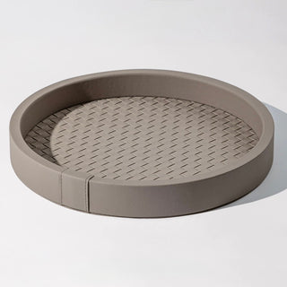 Round Braided Leather Accessory Tray  Storage