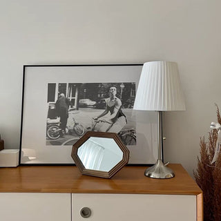 Octagonal Wood Frame Mirror Tabletop Wall Mirror
