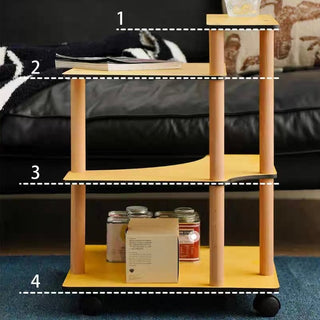 With casters transformable four-tier yellow storage rack side table wagon