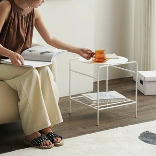Iron Frame Two-Tier Storage Compact Side Table