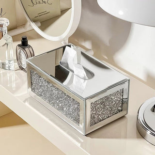 Luxury Glitter Mirror Tissue Case Mirror Silver