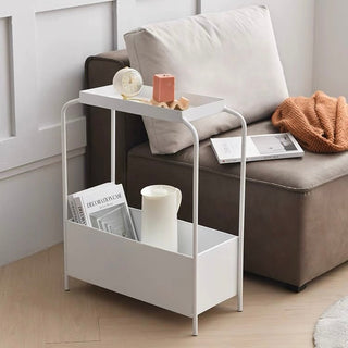 Monochrome Iron Storage Side Table  Slim
