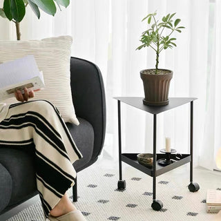 Castered Triangle Side Table Wagon Black