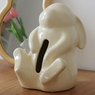 Rabbit Motif Ceramic Tissue Case