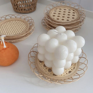 Flower Motif Bamboo Coaster Set of 2