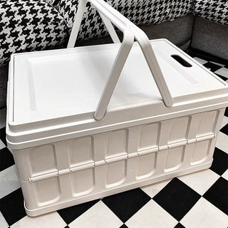 Foldable storage container with handle white