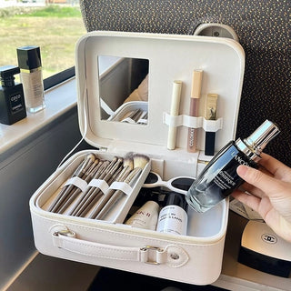 Mirror-equipped makeup box large capacity cosmetic storage pouchin  travel pouch