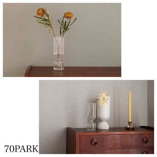 Striped Clear Glass Flower Vase