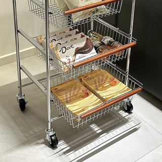 Castered drawer slim wood storage rack  wagon side table