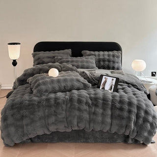 Dark Gray Fluffy and Soft Duvet Cover Set  Bed Cover Bedding Cover