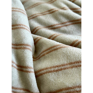 Beige Brown Double Stripe Milk Velvet Winter Duvet Cover Set