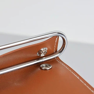 Silver Frame Three-Tier Leather Accessory Tray   Small Item Storage