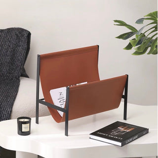 PU Leather Black Frame Magazine Rack  Storage