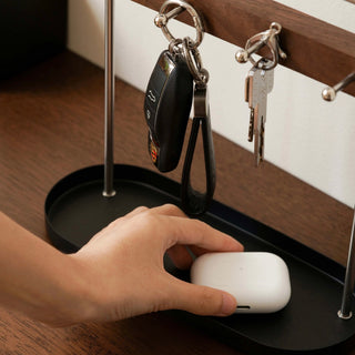 Silver Frame Wood Accessory Key Stand Tray  Storage Tray for Small Items