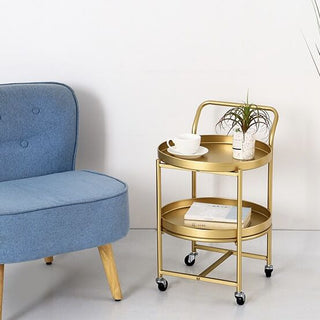 Gold Castered Tier Tray Wagon Storage Cart