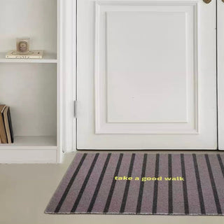 Striped Pattern Message Entrance Mat  50 x 80 cm Mud Removal