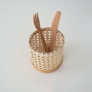 Rattan Kagome Weave Brush Stand Multi-Pot