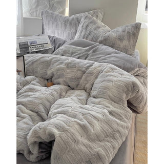 Nuance Gray Milk Velvet Winter Duvet Cover Set  Thick