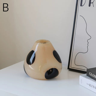 Black Dot Stripe Glass Flower Vase