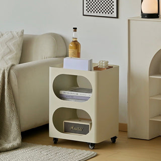 Castered Iron Open Storage Tier Side Table  Wagon Rack