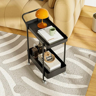 Handle Castered Iron Two-Tier Side Table