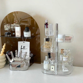 Clear Acrylic Multi-Tier Rotating Rack for Cosmetics Storage