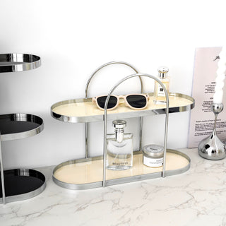 Silver Arch Frame Oval Two-Tier Storage Rack  Perfume Storage