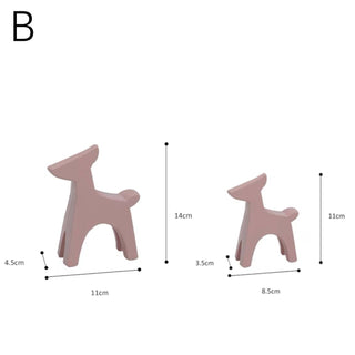 Deer motif wooden object set of 2  dog