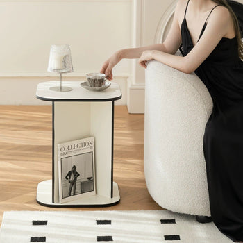 way Black Edge Magazine Rack Side Table Storage White Monotone