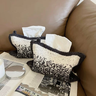 Gradient knit tissue case cover hanging gray