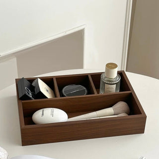 Thin Wood Divider Shallow Storage Box Cosmetics Small Item Tray