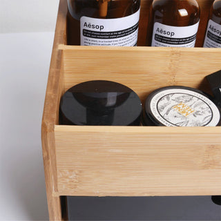 Bamboo tier drawer cosmetic storage rack