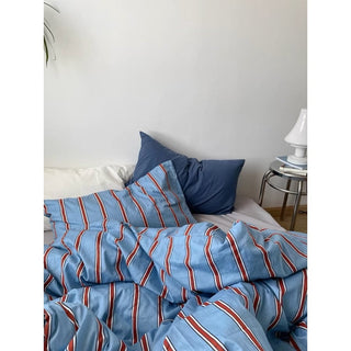 Blue and Red Stripe Duvet Cover Set
