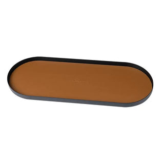 Iron Leather Oval Simple Accessory Tray  Storage