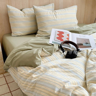 Color Multi-stripe Cotton Duvet Cover Set  Bed Cover