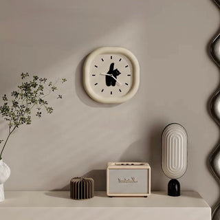Cat motif Chubby frame clock wall clock cat