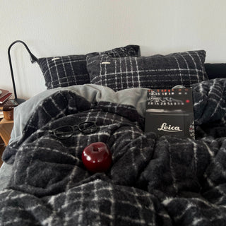 Gray Retro Check Pattern Duvet Cover Set 2 Sizes  Winter Thick Bed Cover Bedding Cover