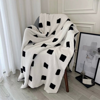Monochrome Square Pattern Soft Blanket 120x160 Lap Blanket