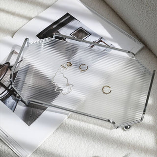 Silver frame acrylic trayin  for small items.