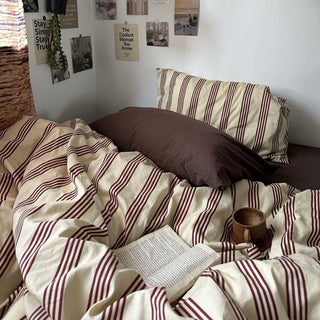 Brown Stripe Duvet Cover Set  Bed Cover